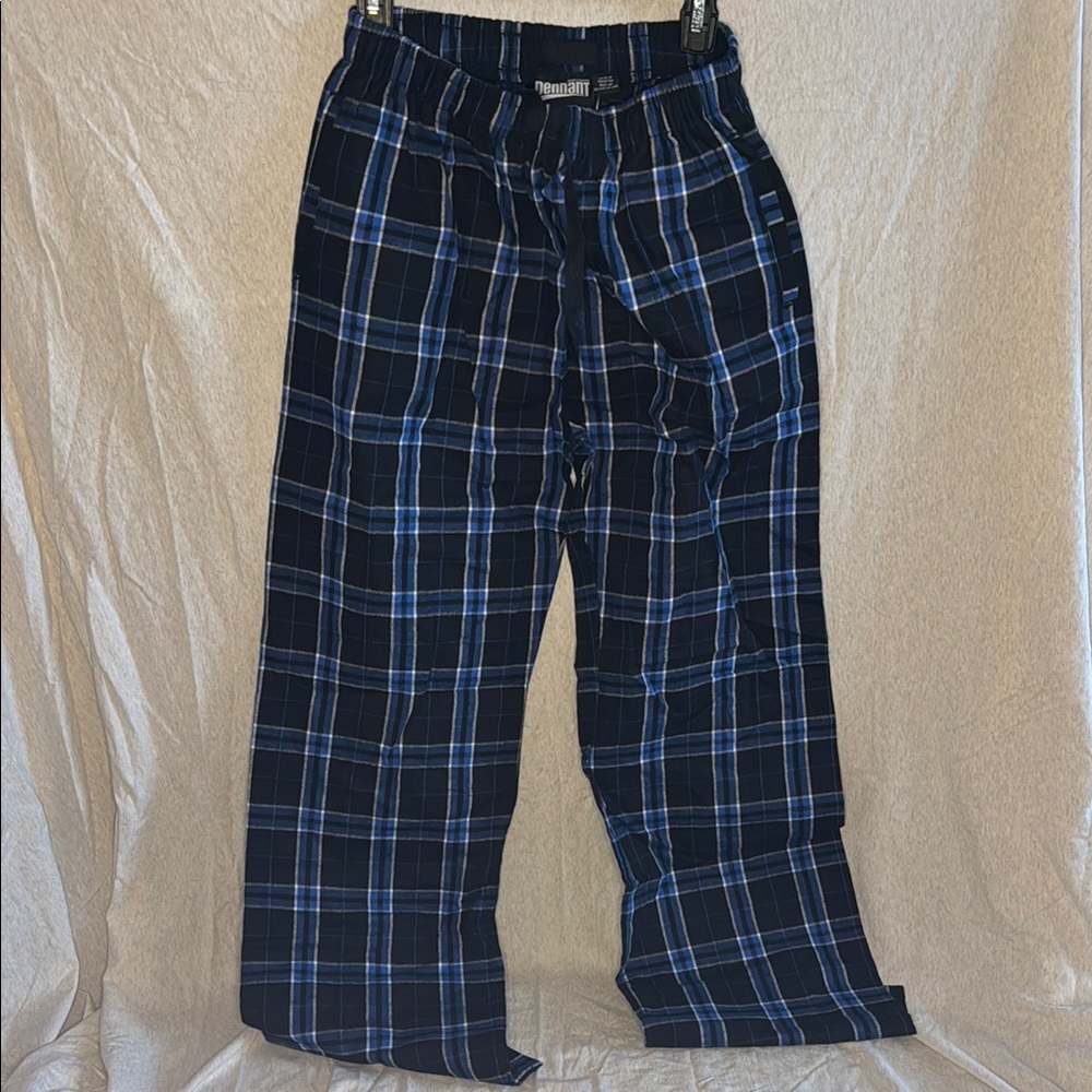 Men's Plaid Lounge Pants - Black and Blue